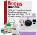 Polaroid Now Generation 3 Purple Analog Instant Camera Bundle with Film and Accessories - Two-Lens AF System and Manual Mode and Built-in Tripod Mount (17 Items)