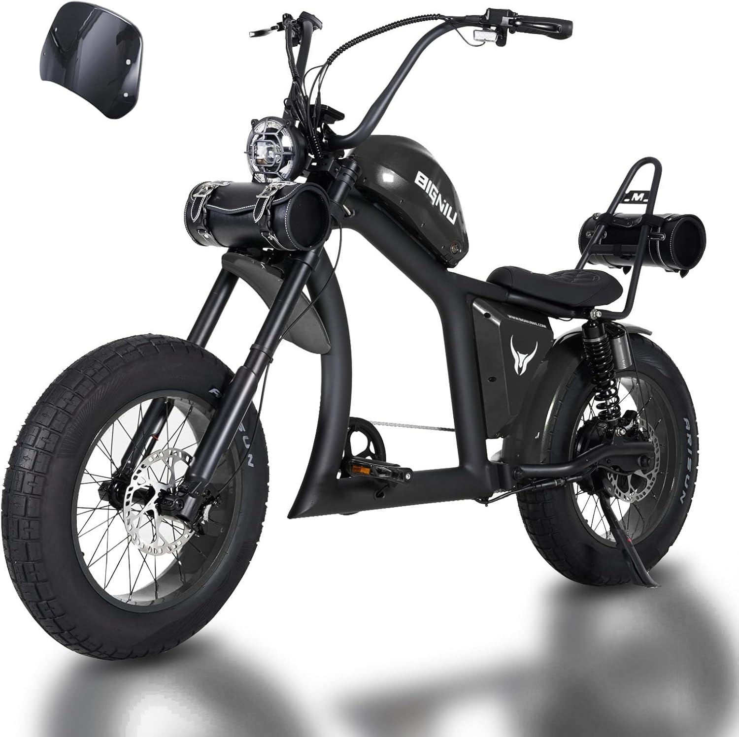 BIGNIU Adult Electric Bike, 1500W Brushless Motor 52V/29.4Ah Range Up to 38 Miles E Bike Front/Rear Turn Signals Dual Suspension Electric Bike BG-X PRO