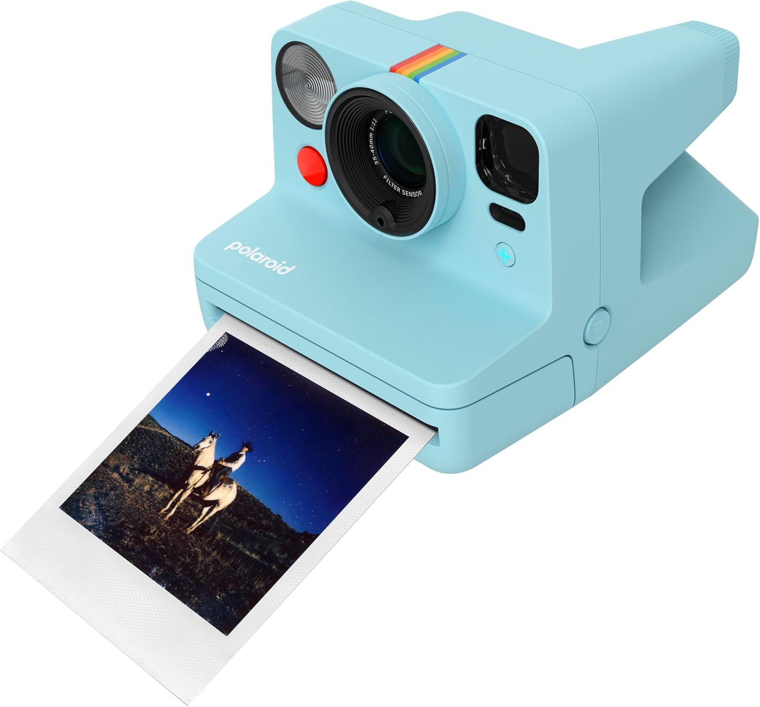 Polaroid Now+ 3rd Generation I-Type Instant Camera + Film Bundle - Now+ Bluetooth App Controlled Arctic Blue Camera + 16 Color Photos (6645)