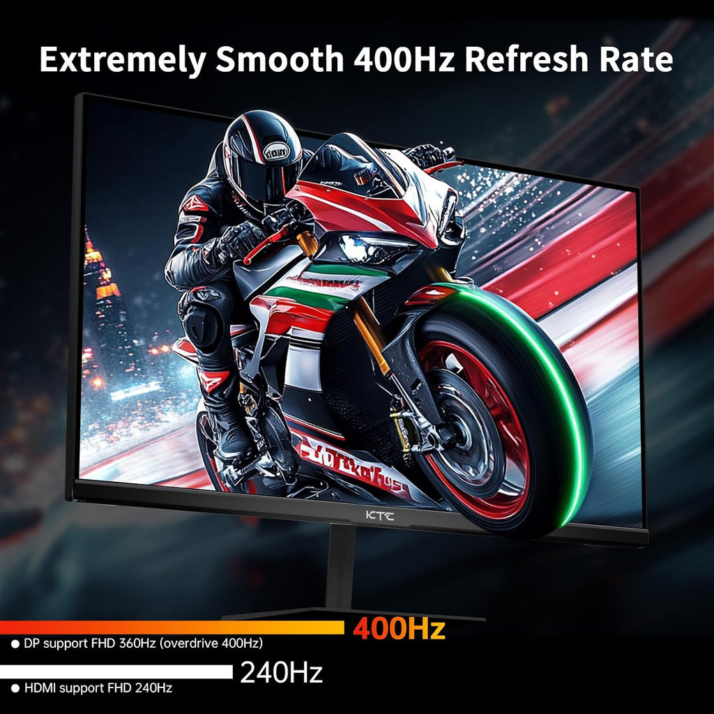 KTC 24.5 Inch 400Hz Gaming Monitor, FHD 1080P 240Hz Computer Monitor, Fast IPS, FreeSync/G-Sync Compatible, HDR400, DisplayPort x2 HDMI x2, VESA, Tilt Adjustable,H25X7