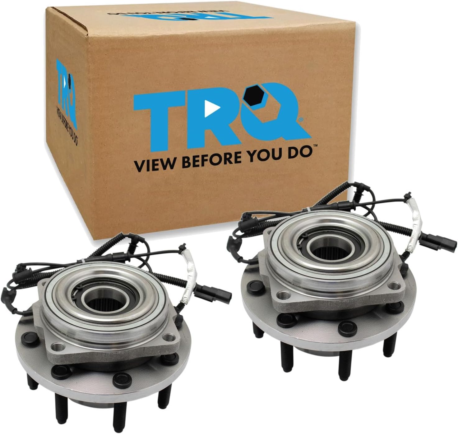TRQ Front Driver and Passenger Side Wheel Bearing and Hub Assembly Set 2 Piece Compatible with 17-19 Ford F-250 Super Duty 4WD 20-22 F-250 Super Duty 4WD SRW 17-22 F-350 Super Duty 4WD SRW