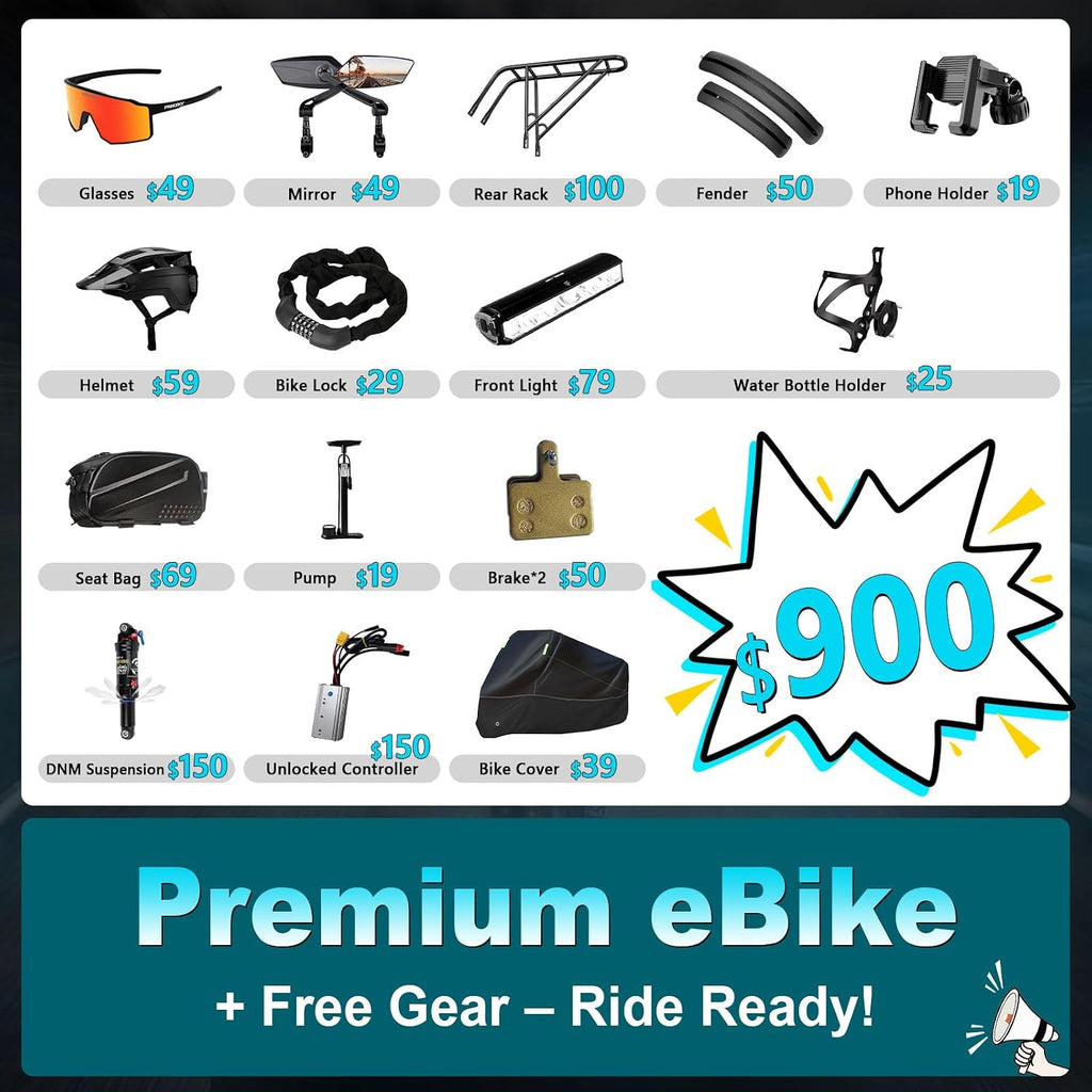 FREESKY Dual Battery Electric Bike for Adults, 48V 45AH 200 Miles Long Range E Bike, 4000W Motor 40MPH+, 26' Fat Tire Fast Mountain EBike, Full Suspension & Hydraulic Brakes, UL 2849 Certified by TÜV