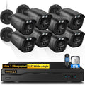 3K 5MP Wired CCTV Security Camera System with 122° Ultra Wide Angle, 8CH HD DVR Kit, 8X IP66 Indoor Outdoor Cameras, 65ft IR Night Vision, Free App, No Subscription Fee, Remote Access