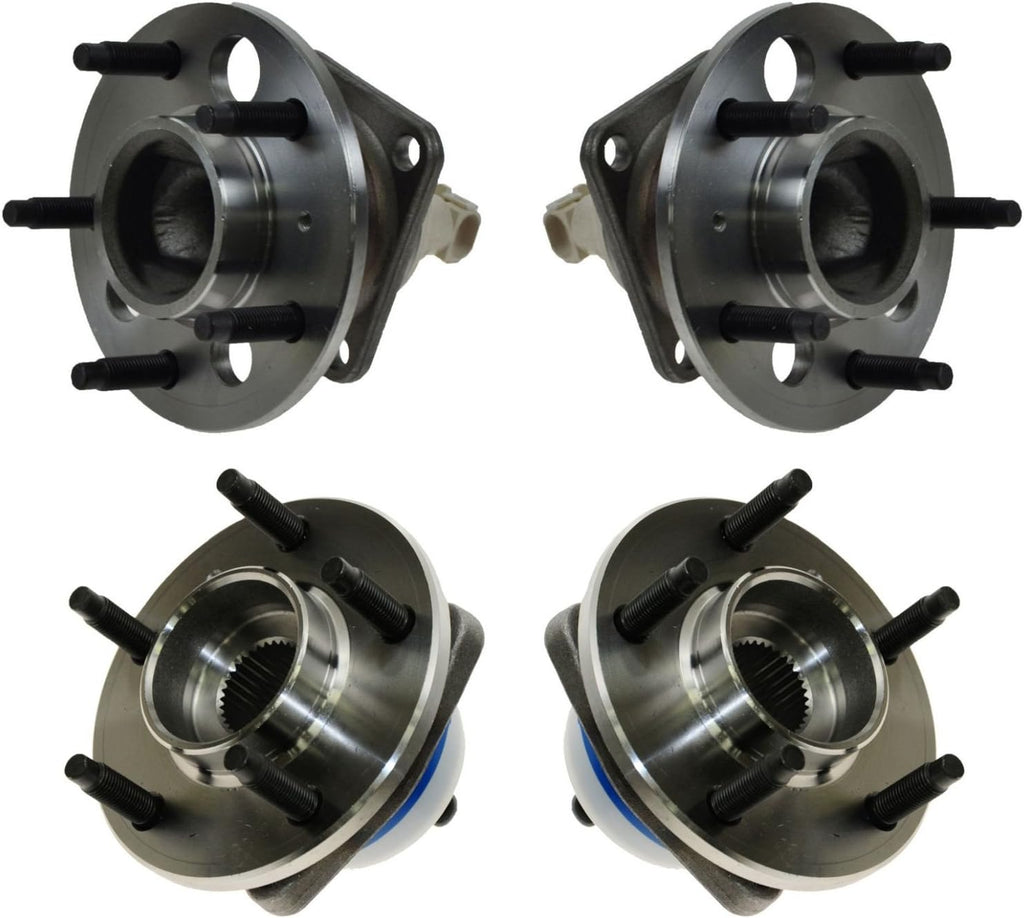 TRQ 2 Piece Front Rear Wheel Bearing & Hub Assembly Set Compatible with 2004-2005 Buick Century 2005-2009 Lacrosse 1997-2004 Regal 2005 Terraza 2000-2013 Chevrolet Impala 2014-2016 Impala Limited 200