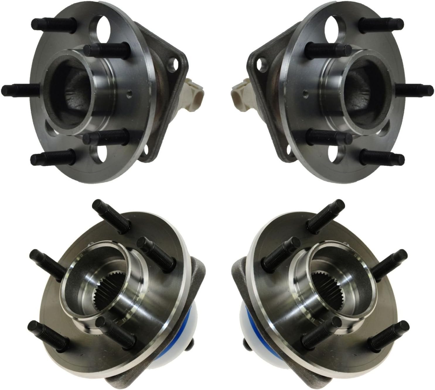 TRQ 2 Piece Front Rear Wheel Bearing & Hub Assembly Set Compatible with 2004-2005 Buick Century 2005-2009 Lacrosse 1997-2004 Regal 2005 Terraza 2000-2013 Chevrolet Impala 2014-2016 Impala Limited 200