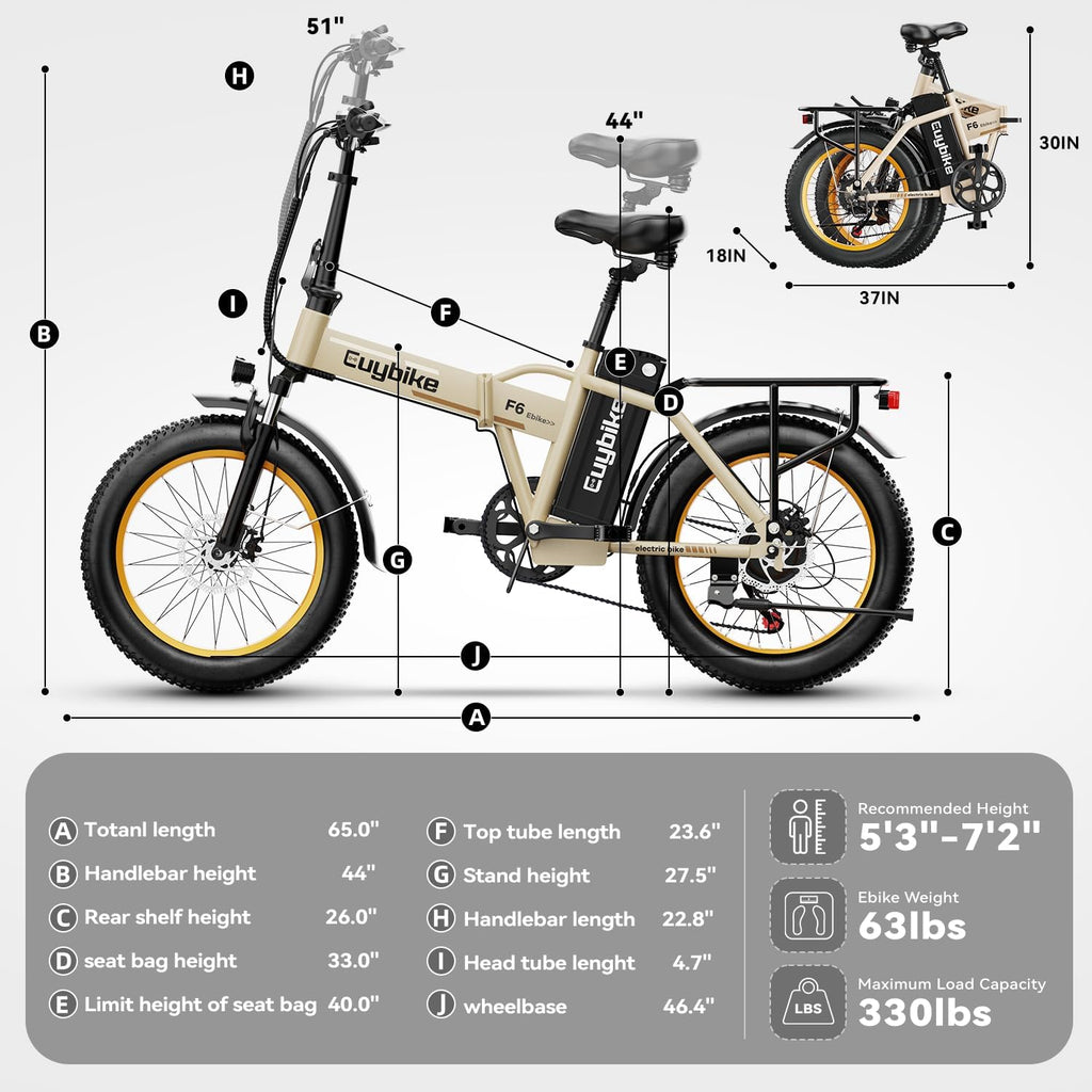 Foldable Electric Bike for Adults, 48V 20Ah Removable Lithium Battery up to 80Miles, 20' Fat Tire 1000W Peak Motor Dirt Ebike Adult Electric Bicycle for Commute Beach Mountain E Bike