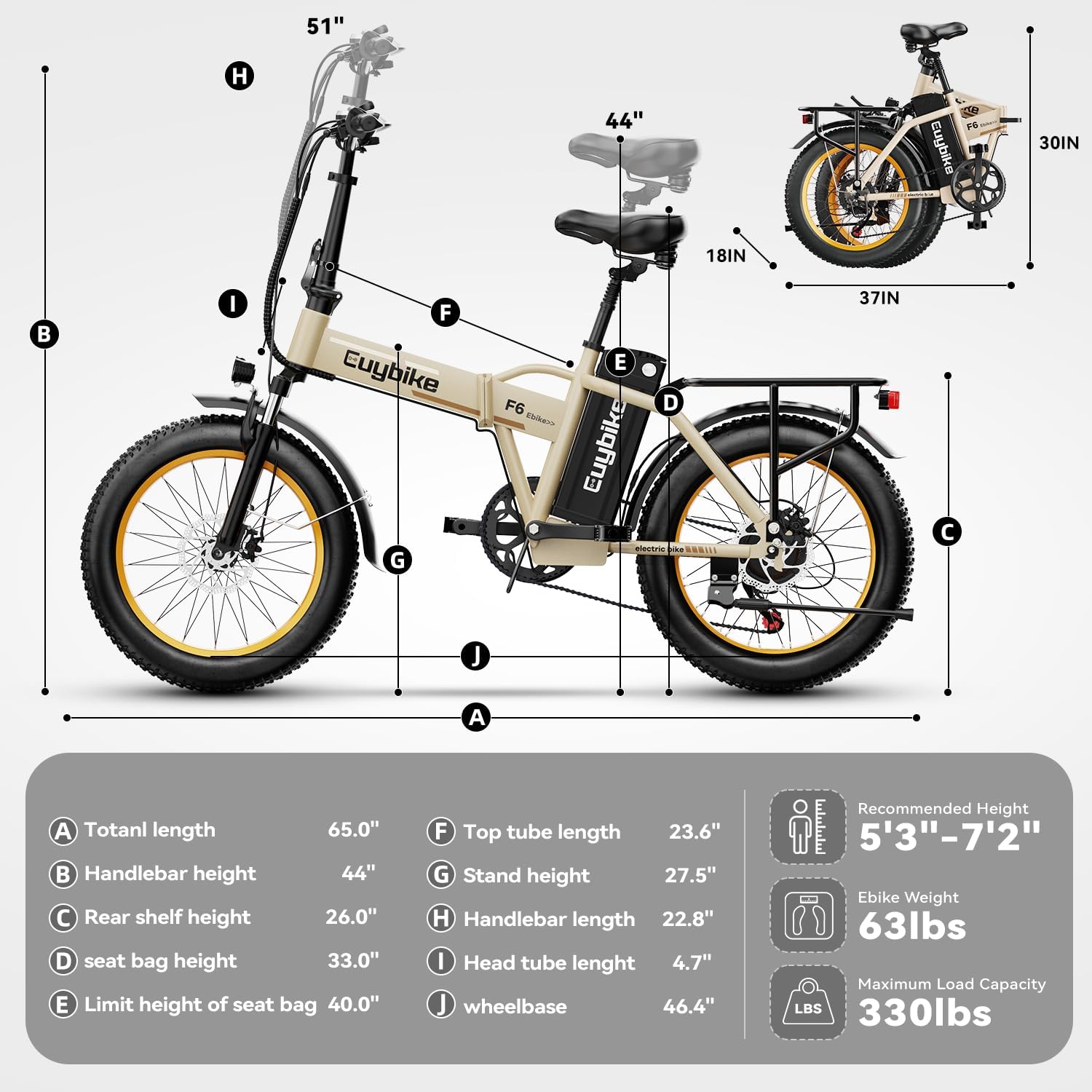 Foldable Electric Bike for Adults, 48V 20Ah Removable Lithium Battery up to 80Miles, 20' Fat Tire 1000W Peak Motor Dirt Ebike Adult Electric Bicycle for Commute Beach Mountain E Bike