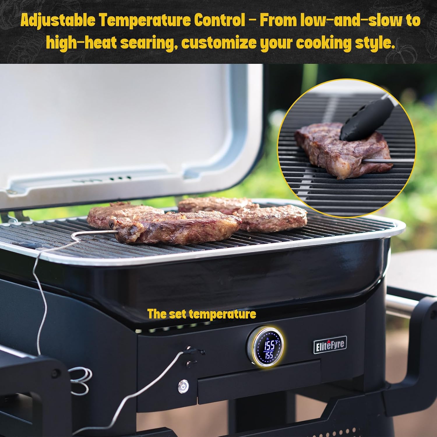 Volteq Smart Electric Grill with Cart - 1500W, 650°F, No Smoke Indoor/Outdoor BBQ, Digital Control & Meat Probe, Perfect for Apartment Balcony, Patio, Deck