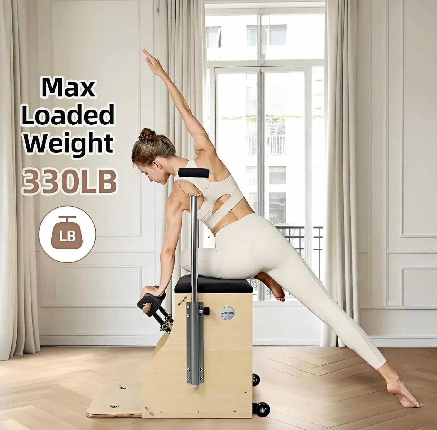Pilates Chair, Split-Pedal Stability Combo Chair with Handles, Wunda Chair Pilates Machines for Home Use and Studio, 90% Assembled