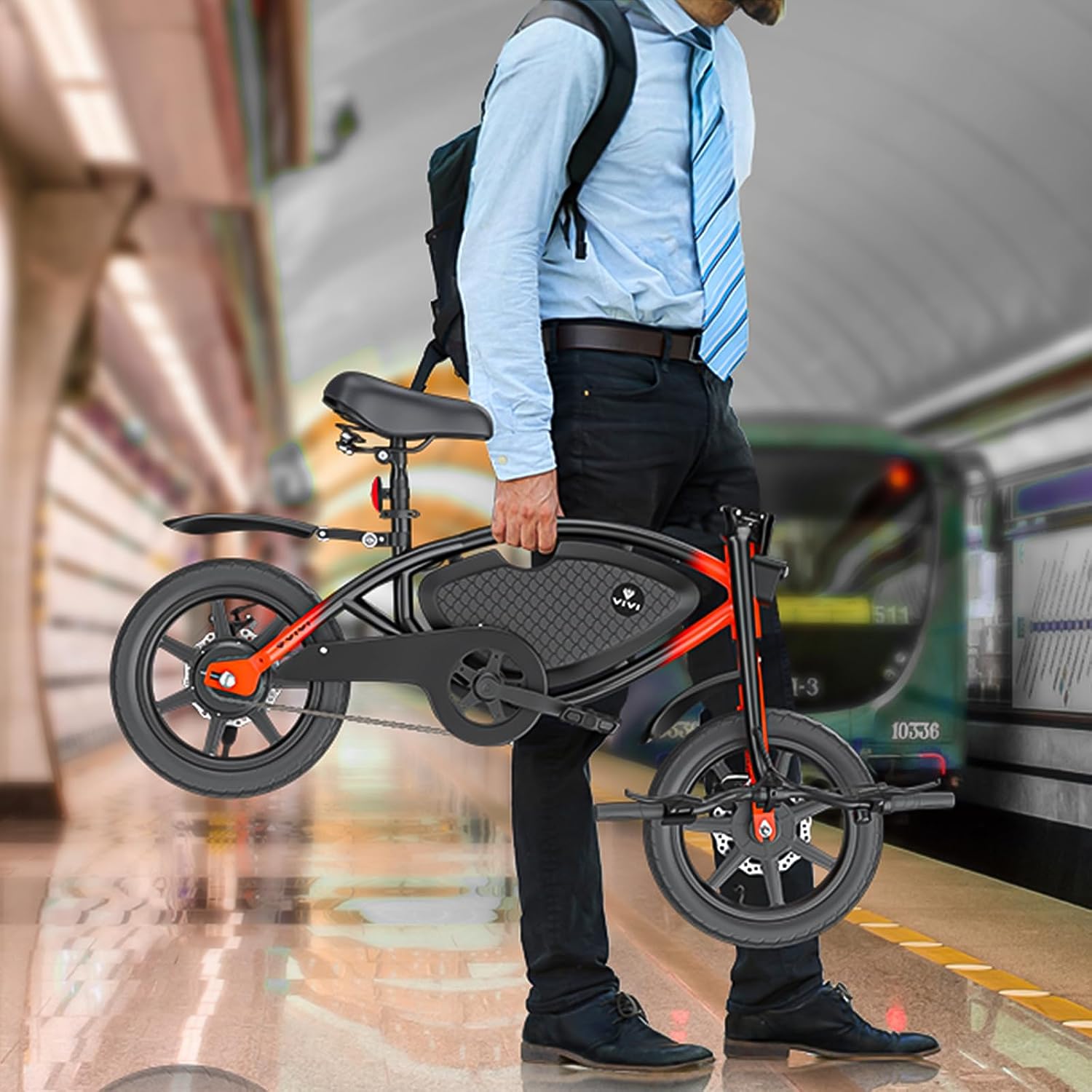 Vivi PONY01 Electric Bike, 14' Electric Bicycle for Adults and Teens Peak 500W Motor 48V 374.4WH Battery, Max 40 Miles Range(Pedal-Assist) & Top 20 Mph, Cruise Control, SGS Certified to UL2849