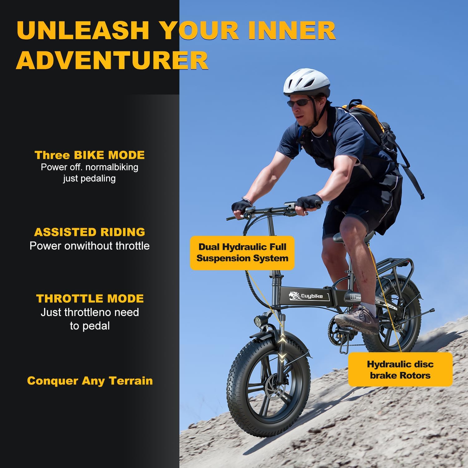 Auloor 1000W Folding Electric Bike, 48V 20 AH Large Removable Battery E Bike,30+MPH, 70 Miles Max Range, 20' Fat Tire Electric Bike for Adults, Adult Electric Bicycles for Commute Beach Snow
