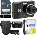 Kodak PIXPRO FZ45 16MP Digital Camera 4X Optical Zoom 27mm Wide Angle 1080P Full HD Video 2.7' LCD Camera (Black) + 64GB Card and Reader + Case + Memory Wallet + Tripod + Cleaning Bundle