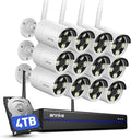 ANNKE Wireless Security Camera System 4TB Hard Drive, 16CH 4K WiFi NVR Kit, 12Pcs 2K Home Surveillance Cams for Indoor/Outdoor, 2-Way Audio, Night Vision, Weatherproof, Motion Detection, Metal Housing