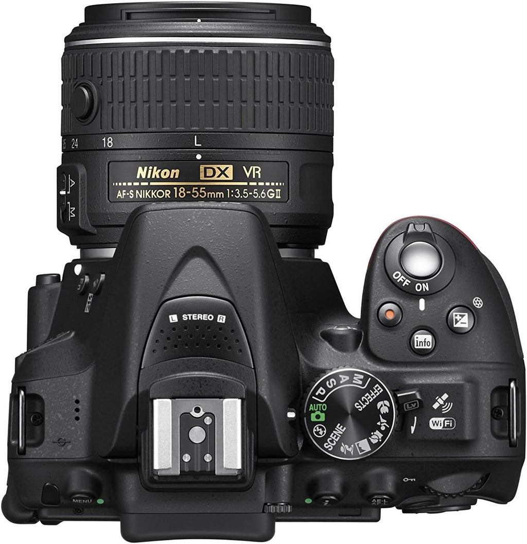 Nikon D5300 24.2 MP CMOS Digital SLR Camera with 18-55mm f/3.5-5.6G ED VR II Auto Focus-S DX NIKKOR Zoom Lens, Built-in WiFi and GPS - Black (Renewed)