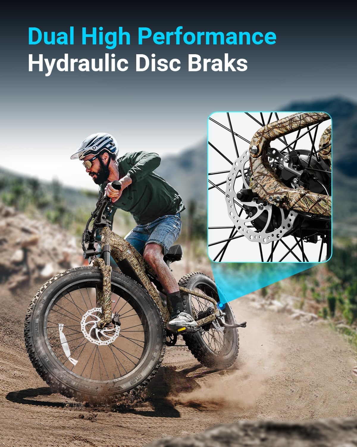 PUCKIPUPPY Electric Bike for Adults 1350W Peak, 28 MPH, 48V 20AH Battery Ebike, 26'x4' Fat Tire Full Suspension Electric Mountain Bike, 80 Miles Range, 8 Speed, Torque Sensor (Labrador Pro)