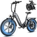 Heybike Ranger 20'x4.0' Fat Tire Folding Electric Bike for Adults, 1200W/1800W Peak Motor, 28/32MPH, up to 55/90 Miles Range, UL2849 Certified Removable Battery for Commute Beach Mountain Snow E Bike