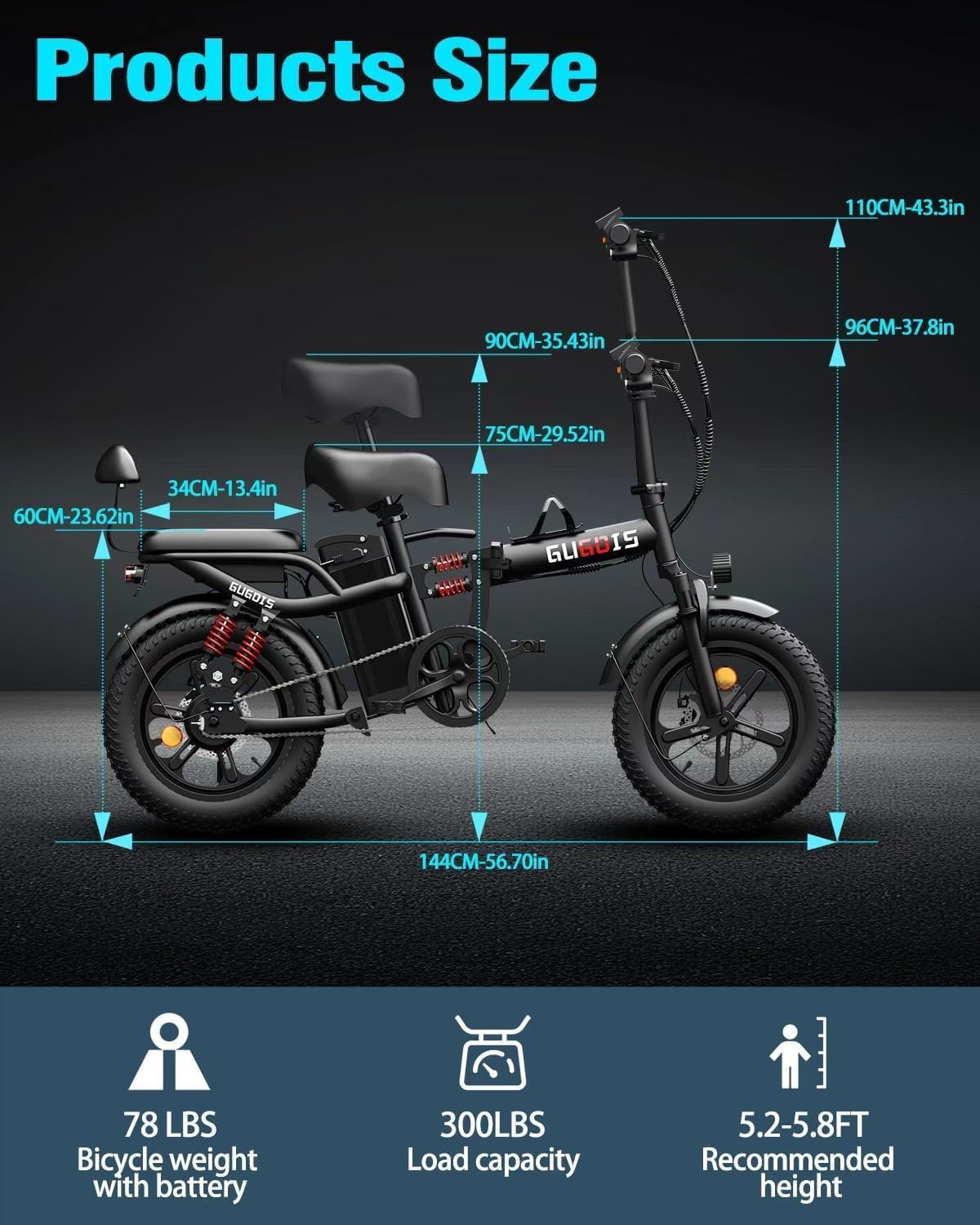 Electric Bike for Adults, 16'/20' Tire E-Bike with 750W/1000W Peak Motor, 48V Removable Battery, Up to 45/60 Miles Range & 28/30MPH, Folding Electric Bike for City and Outdoor Ride