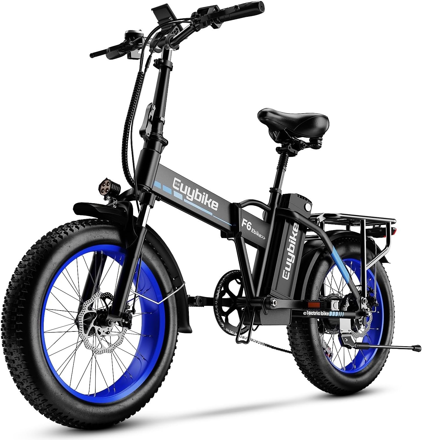 bluebiko 1000W Folding Electric Bike, 48V 20AH Large Removable Battery E Bike, 80 Miles Max Range, 20' Fat Tire Electric Bike for Adults, Adult Electric Bicycles for Commute Beach Snow