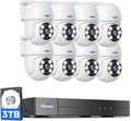 Hiseeu 3K Outdoor Wired Security Camera System with 8CH 5MP DVR,8 x 5MP PTZ CCTV Cameras,360°Coverage,Smart Dual Light & Audio,Person/Vehicle Detection,3TB HDD,100ft Night Vision,24/7 Recording