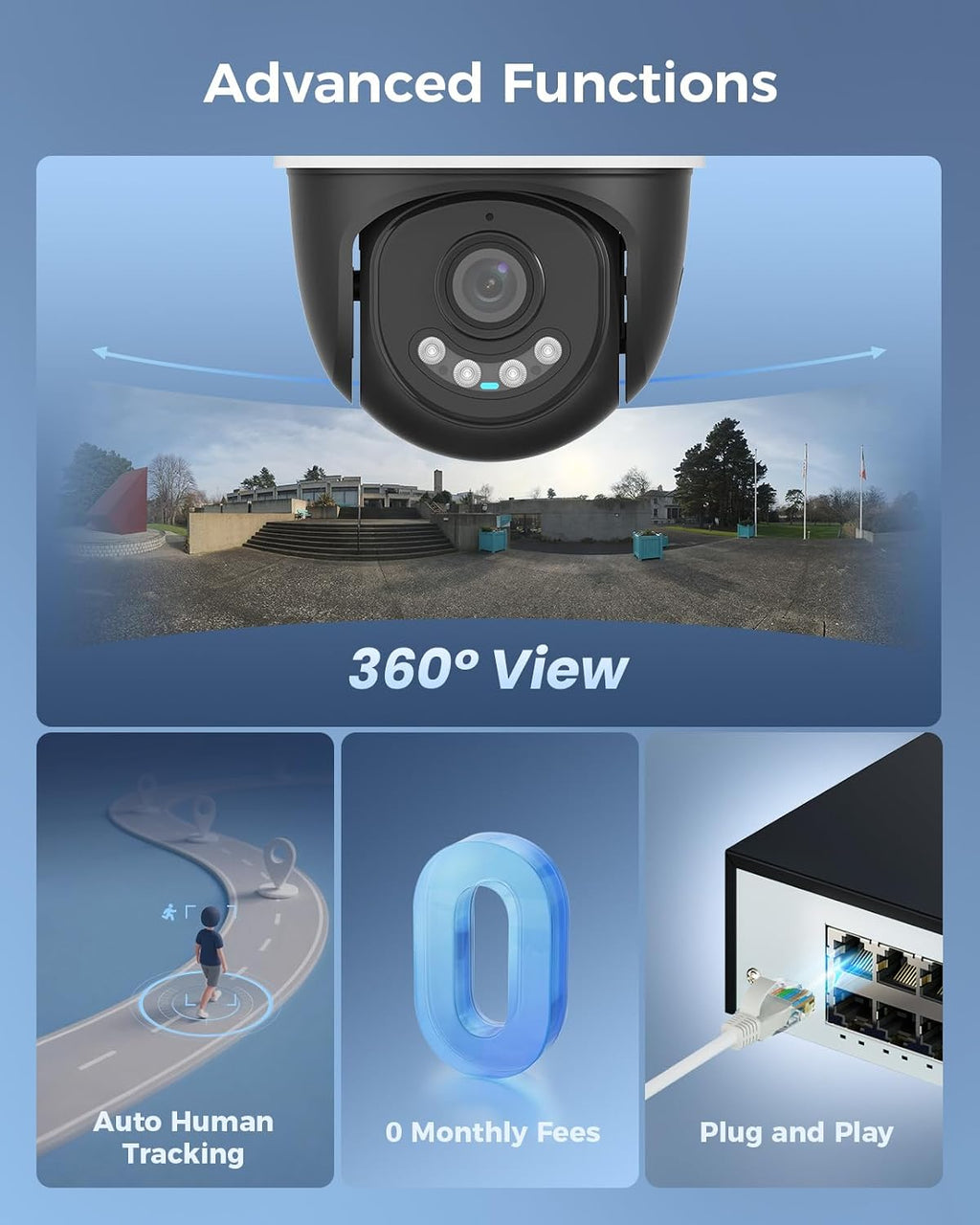 【360°View】 Hiseeu 12MP NVR 12 Pcs 5MP PoE PTZ Cameras, 350°Pan 90° Tilt，Auto Human Tracking, Human Vehicle Detect, 2 Way Audio, 7/24 Record&Playback，4TB HDD for Home Surveillance Outdoor Indoor