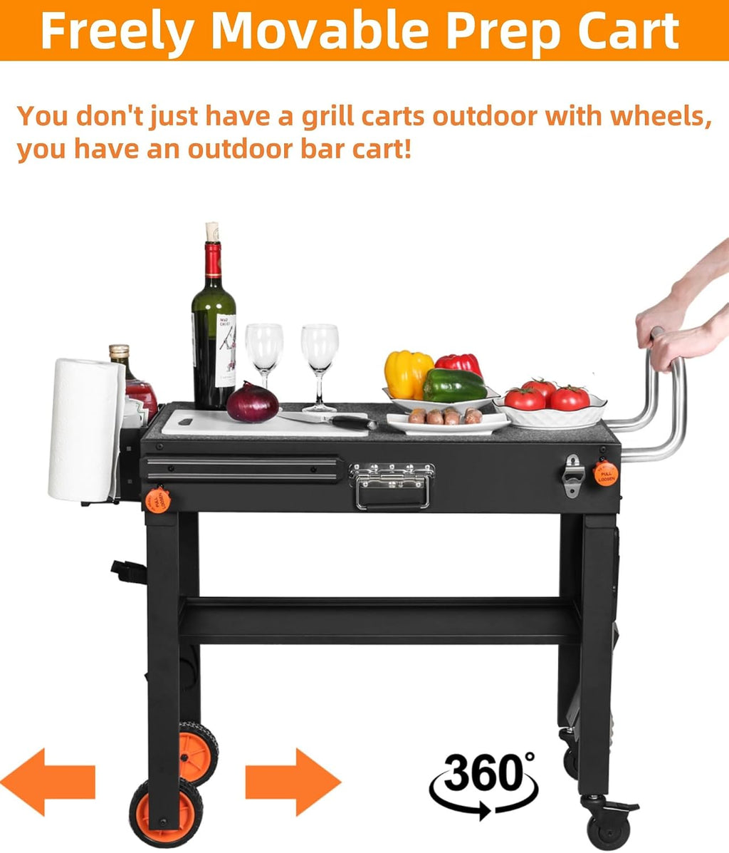Grill Table For Blackstone Griddle 22 and 17 Inch, Grill Carts and 22 inch Griddle Cover, Foldable Quickly Blackstone Stand Suitable for Travel/Camping And Outdoor Meals