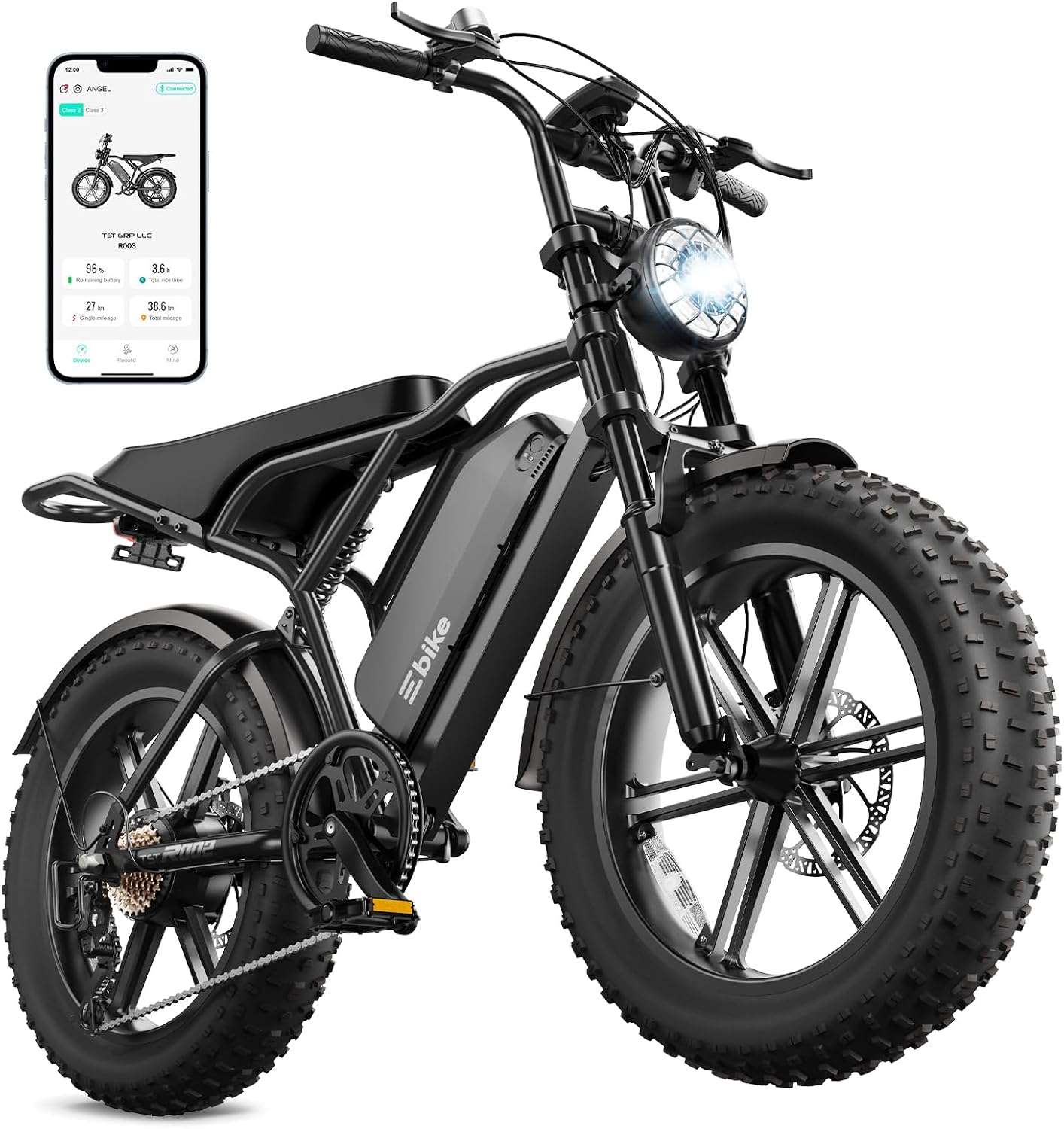 TST Electric Bike for Adults, 1500W Peak Motor 60/100 Miles Fat Tire Ebike with 48V 15Ah/25Ah Removable Battery 20' Fat Tire Electric Dirt Bike Full Suspension and 7-Speed