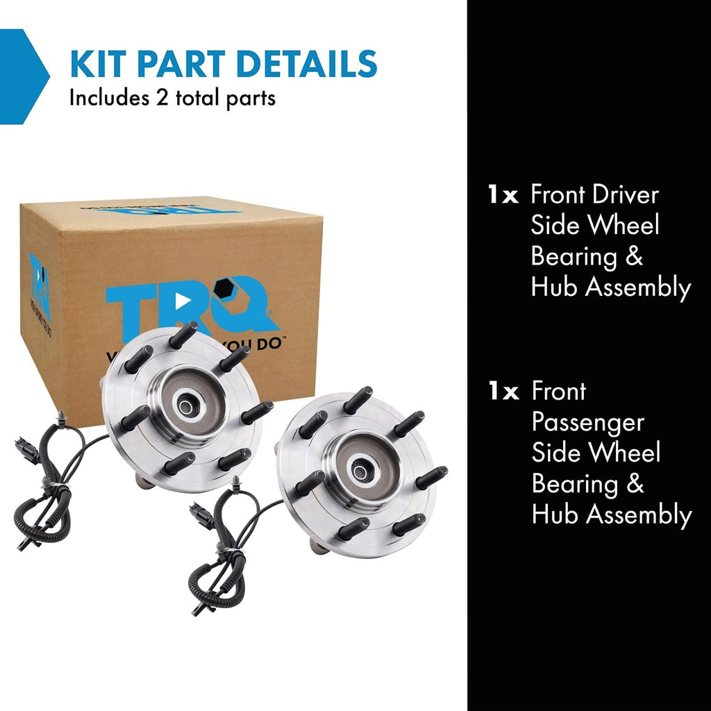 TRQ Front Left and Right Wheel Bearing and Hub Assembly Set 2 Piece Compatible with 2010-2012 Ford F-150 AWD with 7 Lug Wheels 2011-2014 F-150 4WD with 7 Lug Wheels