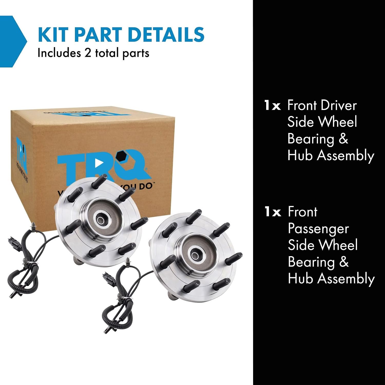 TRQ Front Left and Right Wheel Bearing and Hub Assembly Set 2 Piece Compatible with 2010-2012 Ford F-150 AWD with 7 Lug Wheels 2011-2014 F-150 4WD with 7 Lug Wheels