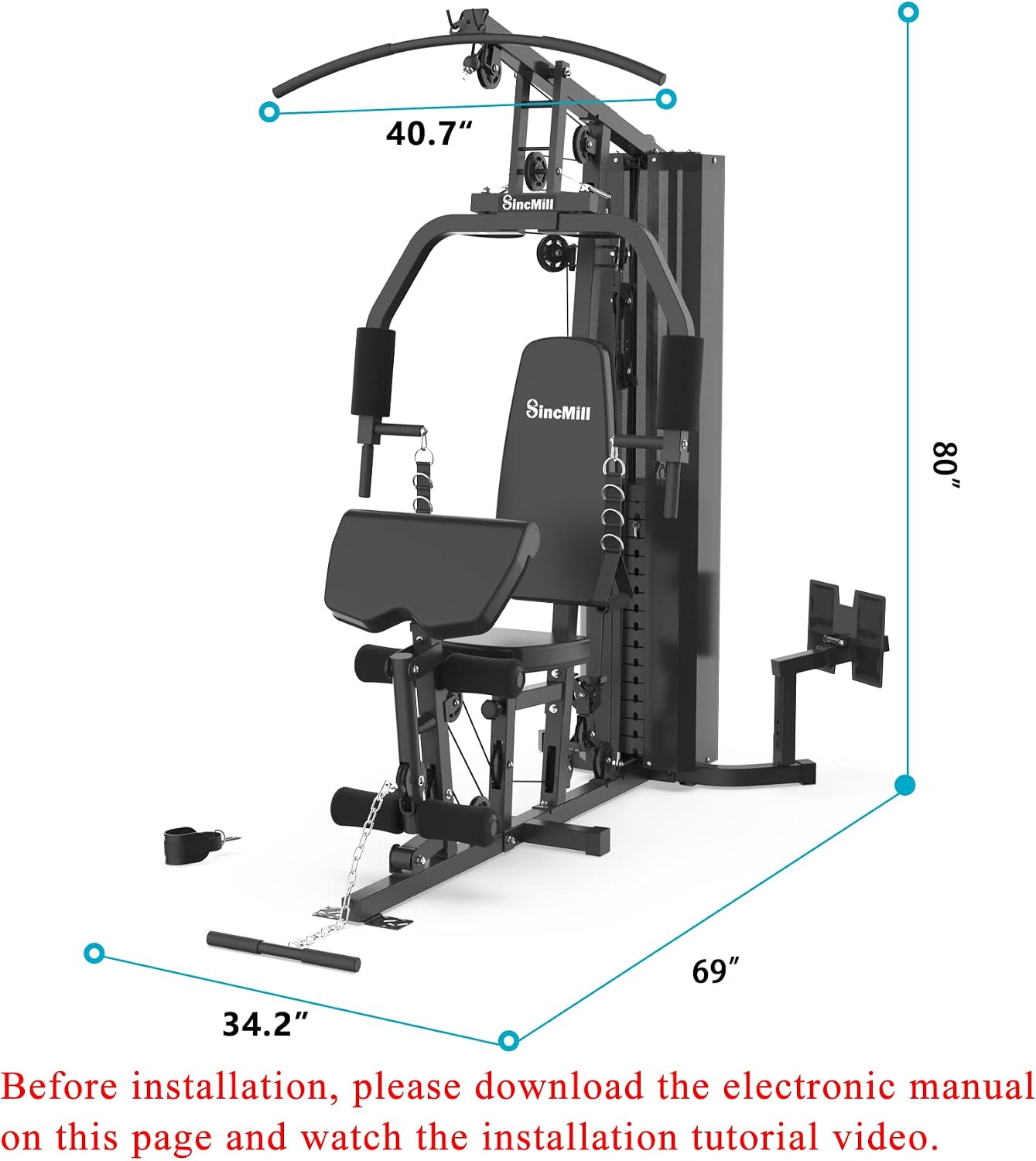 SincMill Home Gym Multifunctional Full Body Workout Equipment for Home Exercise Fitness