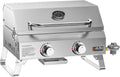 ONLYFIRE GRILLS Tabletop Gas Grill 2 Burners, 20' Portable Propane Grill with Foldable Legs for Outdoor Patio Backyard Camping Tailgating RV Trip Beach, Stainless Steel Gas Stove 16000BTU, GS322
