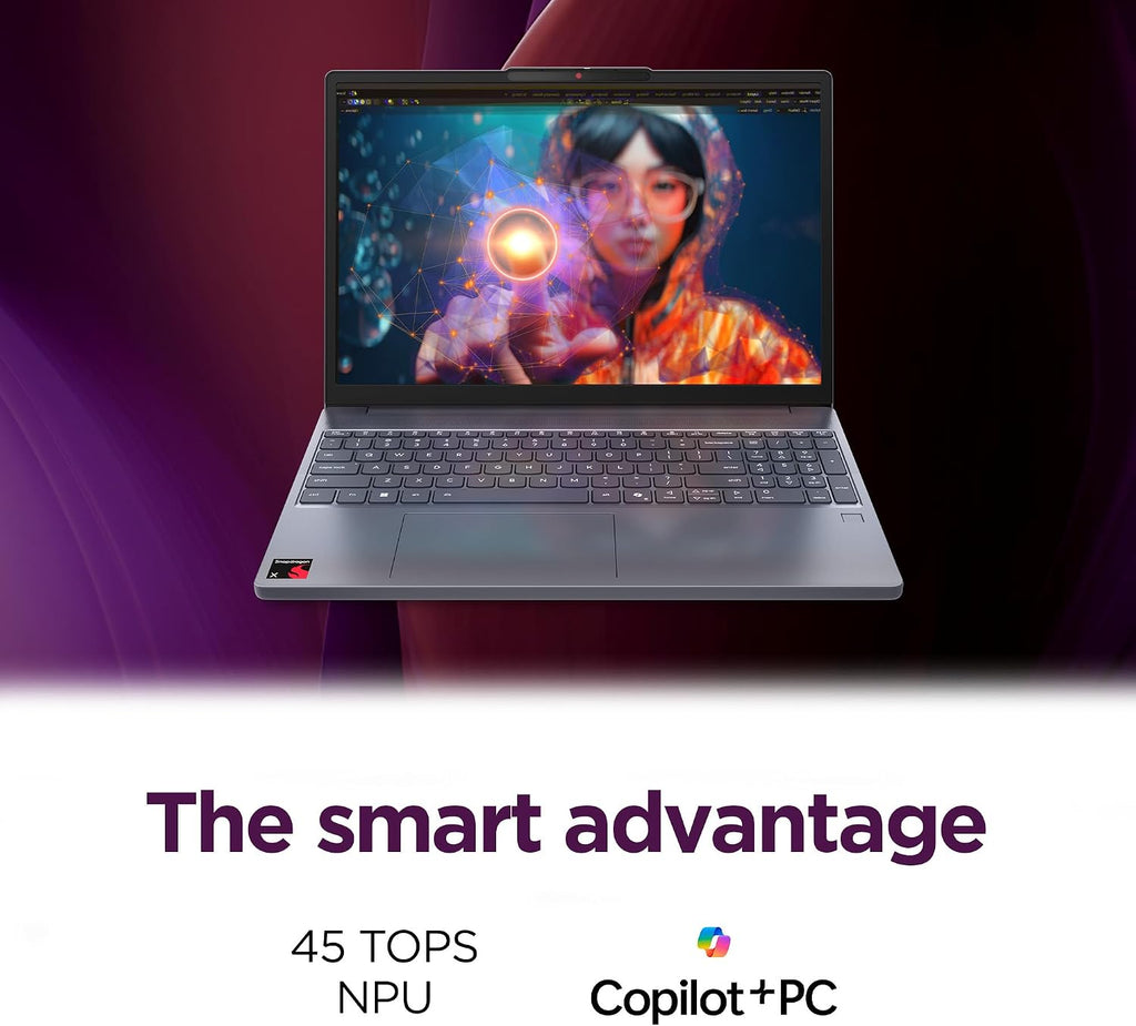 Lenovo IdeaPad Slim 3X - 2025 - Everyday AI Laptop - Copilot+ PC - 15.3' WUXGA Display - 16 GB Memory - 512 GB Storage - Snapdragon® X - Luna Grey