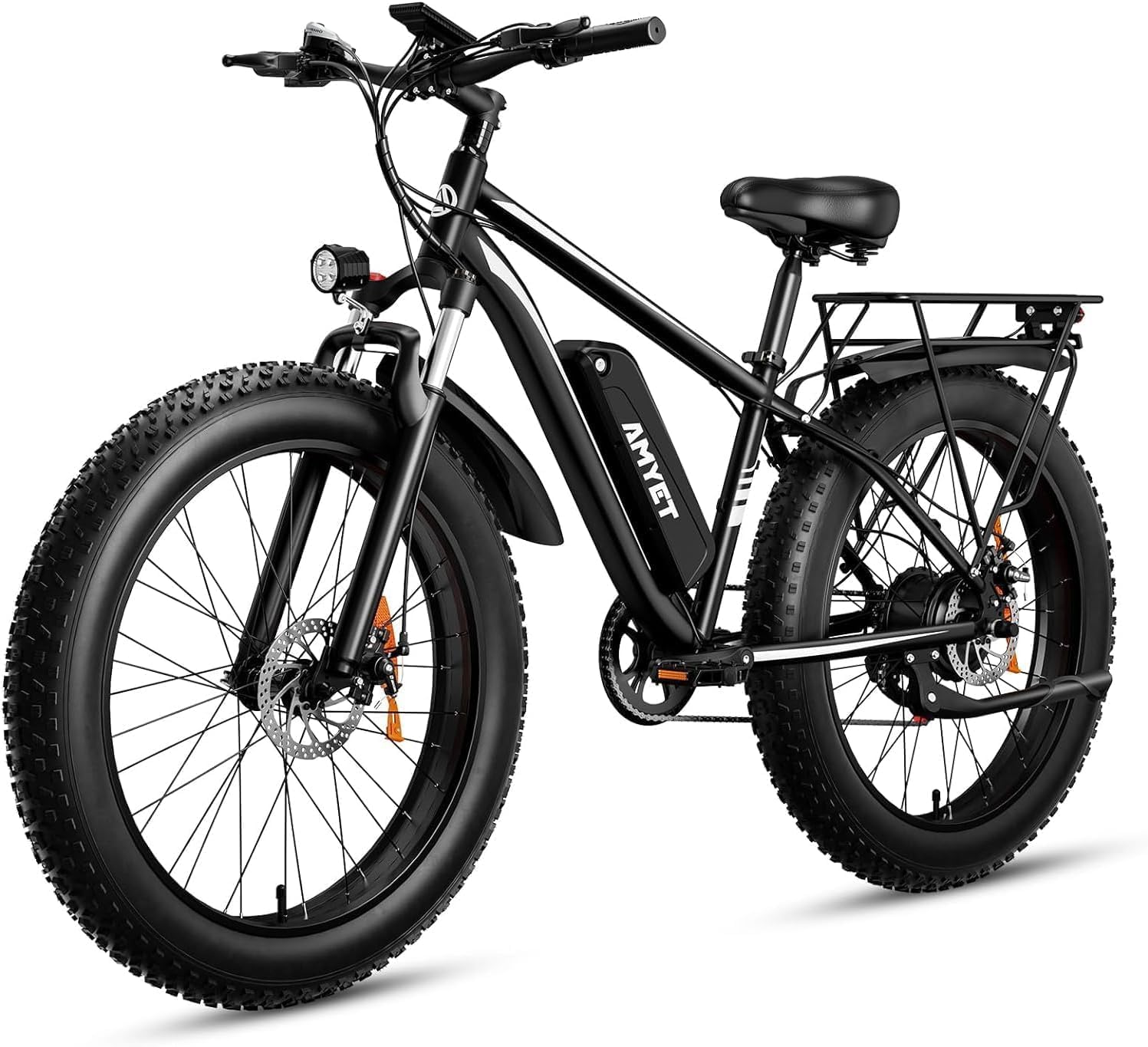 AMYET EB26 Electric Bike for Adults Peak 1500W Electric Bicycle 48V 15AH (720WH) Battery Electric Bike 26' Fat Tire Mountain 28mph 7 Speed Gears Ebike with UL 2849 Certified