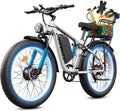 6000W Electric Bike for Adults,60V 1200WH 45MPH Dual Motor Mountain Ebike Up to100 Miles Long Range Electric Bicycle 24' Fat Tire Fast Bicycle for Men Women Full Suspension Brake/Turn Signal