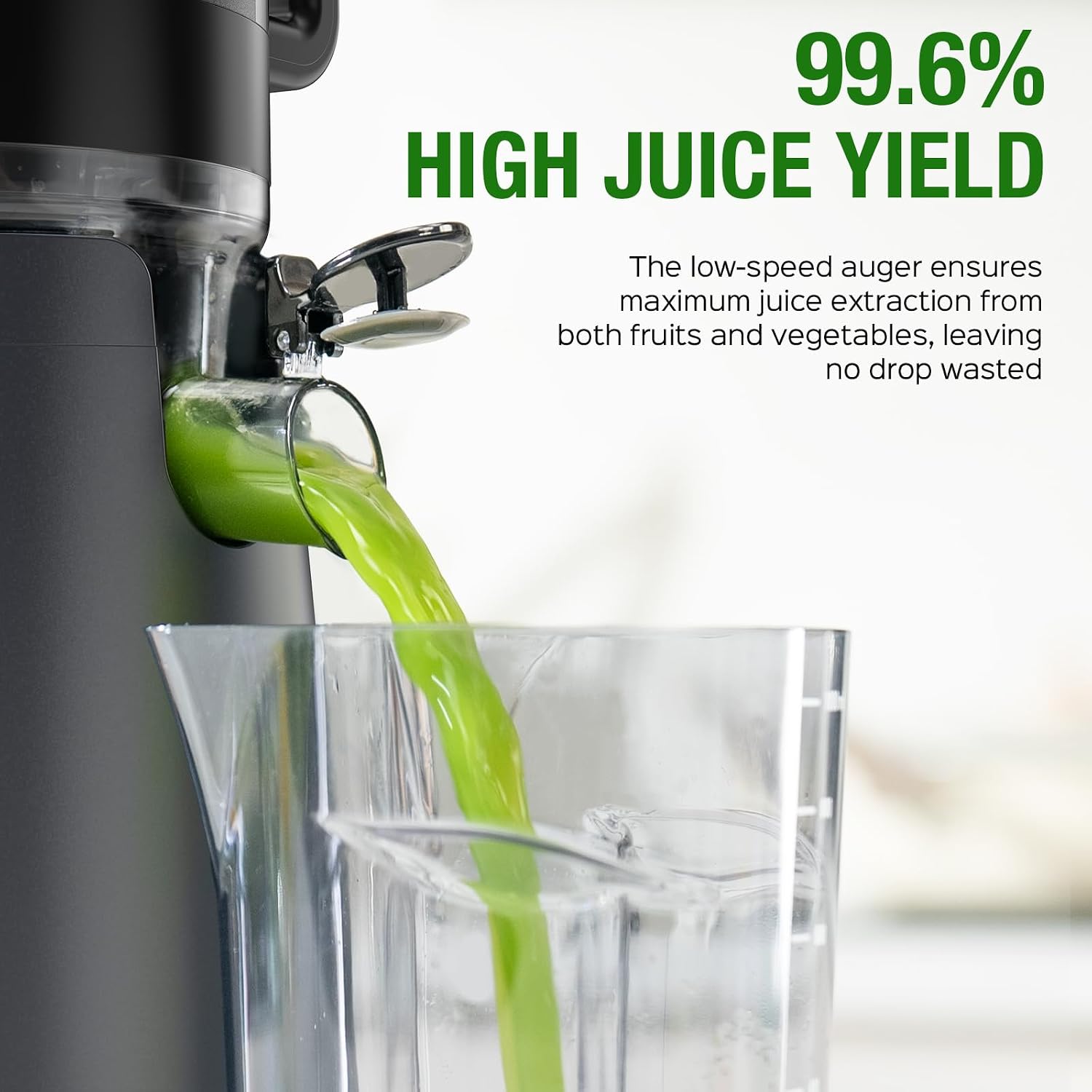TUUMIIST Cold Press Juicer Machine, 5.3 Inch Extra Large Feed Chute for Whole Fruits, Easy to Clean Slow Juicer, High Yield, BPA Free - Grey