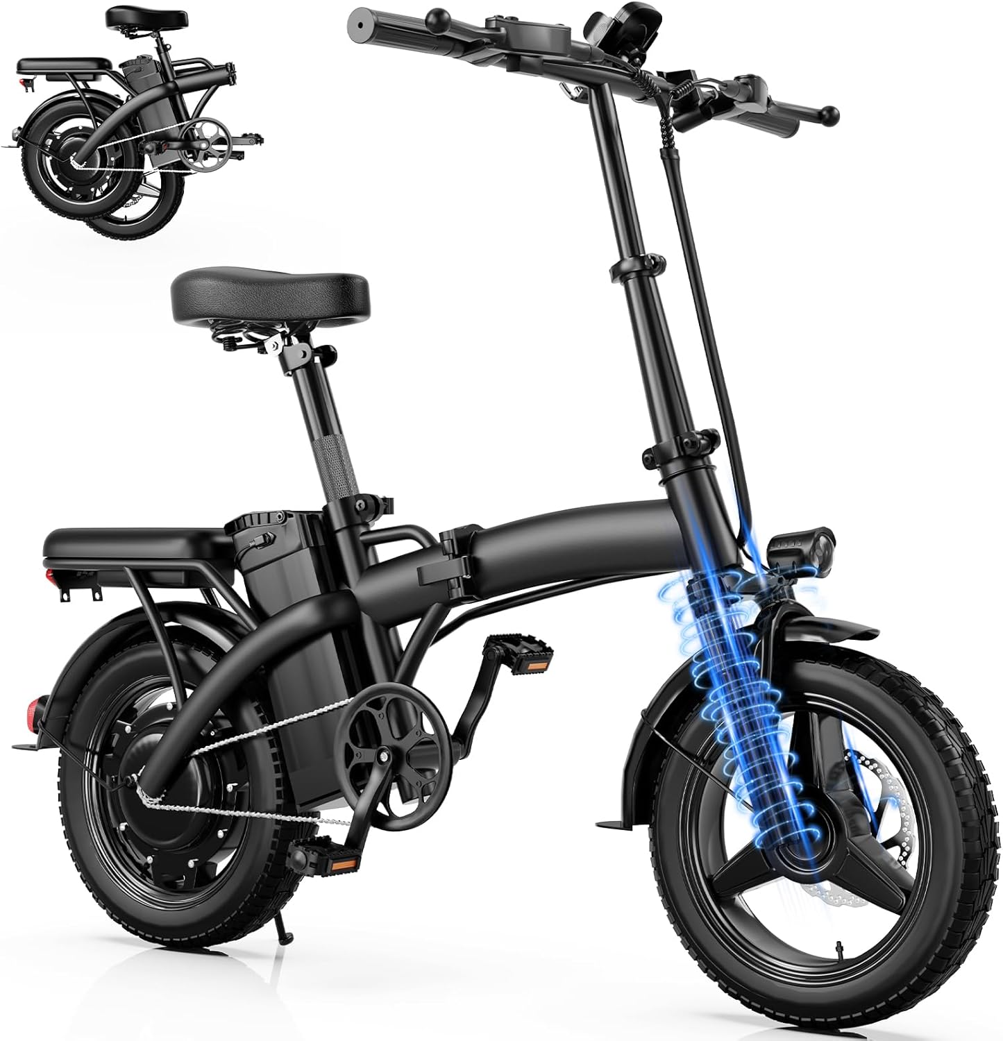 Electric Bike for Adults and Teens,550W Motor 23MPH Folding Ebike with 48V Removable Battery, 35Miles Range&PAS Mode with 14' Foldable Electric Bicycles, Electric Commuter Mini Bikes,UL 2849 Certified