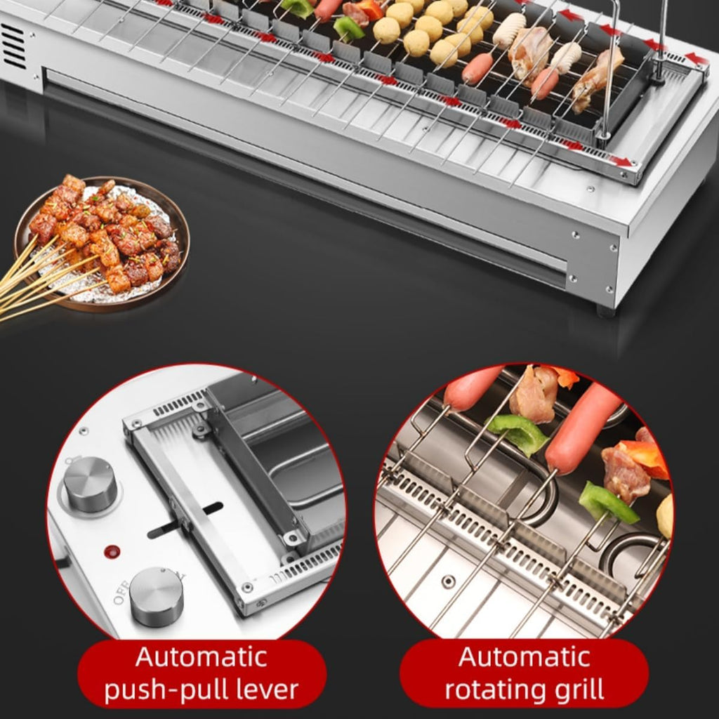 Commercial Barbecue Oven,Tabletop Kebab Roaster,Smokeless Searing Grill,Built-in Rotisserie Stove,Electric Skewers Barbeque Grill,Kebab Roasting Equipment,360° Rotary,16 Skewers,220V