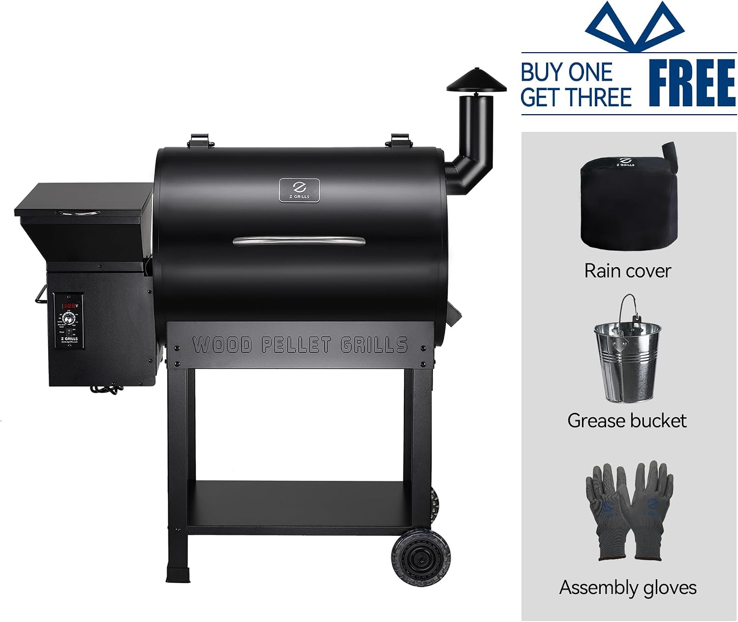 Z GRILLS Pellet Smoker Grill with PID Control, Rain Cover, 700 sq. in Cooking Area for Outdoor BBQ, ZPG-7002B