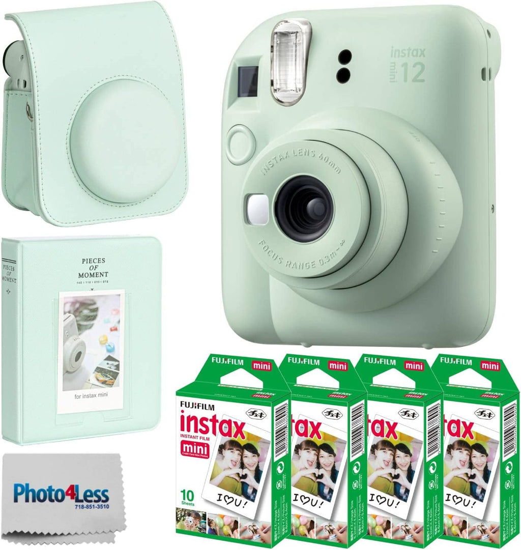 Fujifilm Instax Mini 12 Instant Film Camera (Mint Green) + Fuji Instax Mini Instant Film – 40 Sheets + Instant Camera Gift Bundle