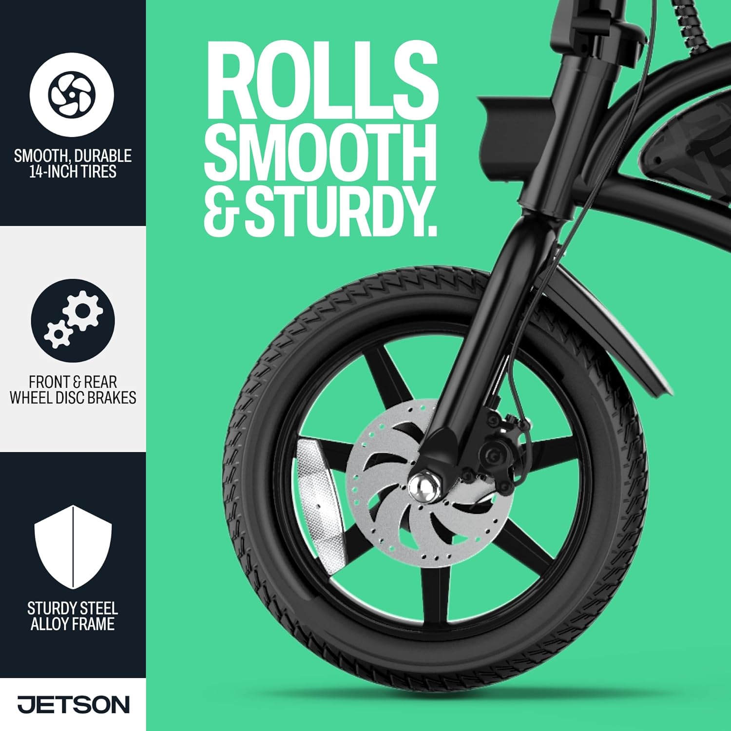 Jetson Bolt Electric Bike, Foot Pegs, Easy-Folding, Built-in Carrying Handle, Twist Throttle, Cruise Control, Up to 15.5 MPH, Range Up to 15 Miles, Ages 13+