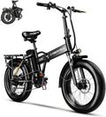 Cybervelo 750W Folding Electric Bike, 48V 960WH Large Removable Battery E-Bike, 30+MPH, 80 Miles Max Range, 20' Fat Tire Electric Bike for Adults, Adult Electric Bicycles for Commute