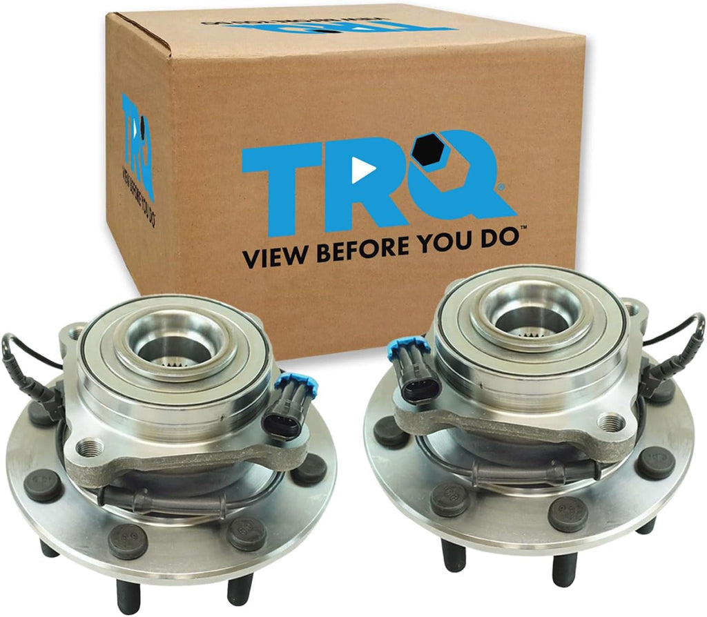TRQ Front Left and Right Wheel Bearing and Hub Assembly Set 2 Piece Compatible with 07-10 Chevrolet Silverado 3500 HD with Dual Rear Wheels DRW 07-10 GMC Sierra 3500 HD with Dual Rear Wheels DRW