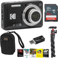 Kodak PIXPRO FZ55 Friendly Zoom Digital Camera, Bundle with 32GB Memory Card, Camera Bag, Tripod, Photo Editing Software, Card Reader (Black)