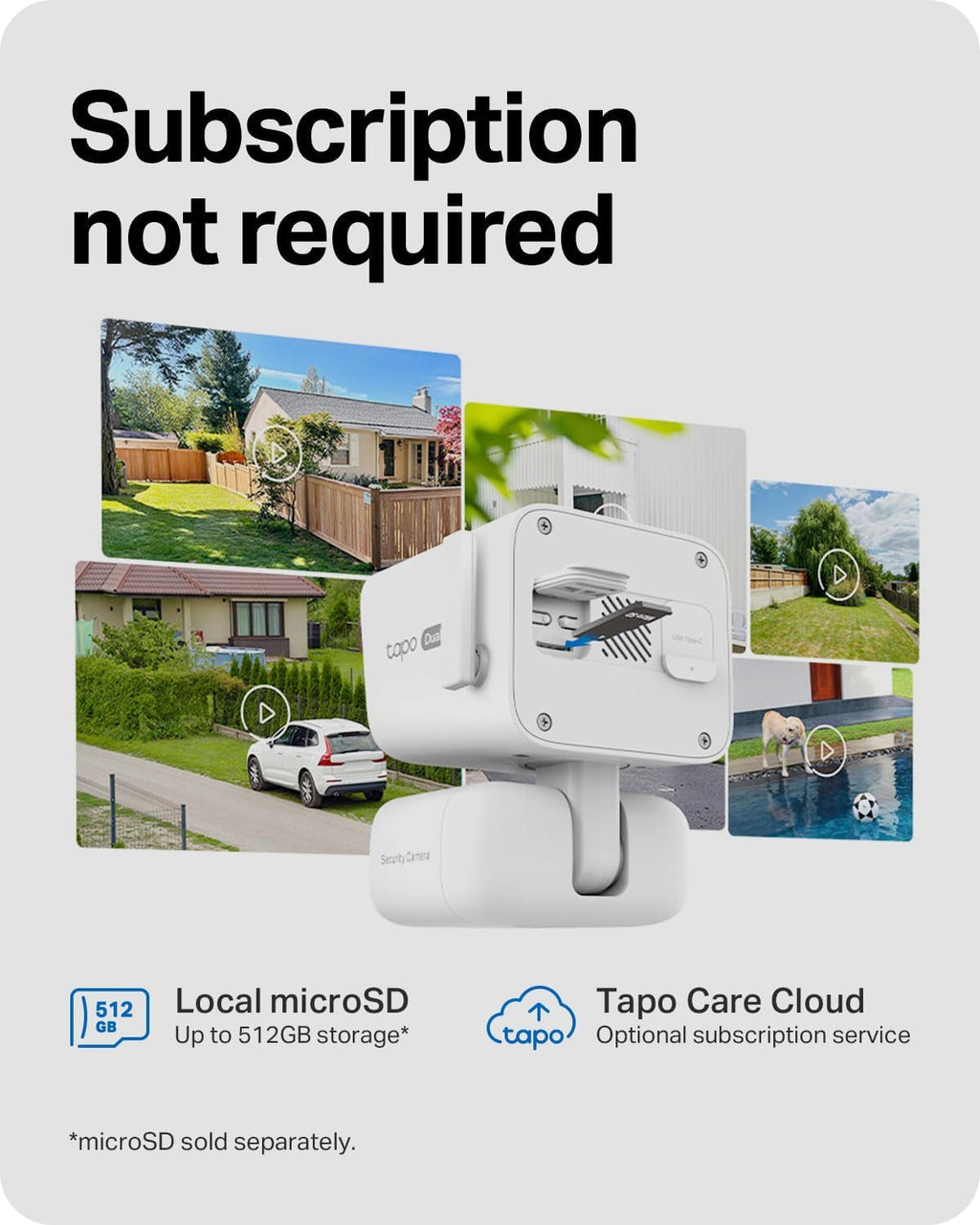 Tapo 4K Security Camera Wireless Outdoor, Dual Lens Pan/Tilt, Battery Powered with Solar, 169° Wide-Angle Lens + 6mm Zoom Lens, Motion Track, Subscription-Free SD Storage or Optional Cloud - C675D KIT