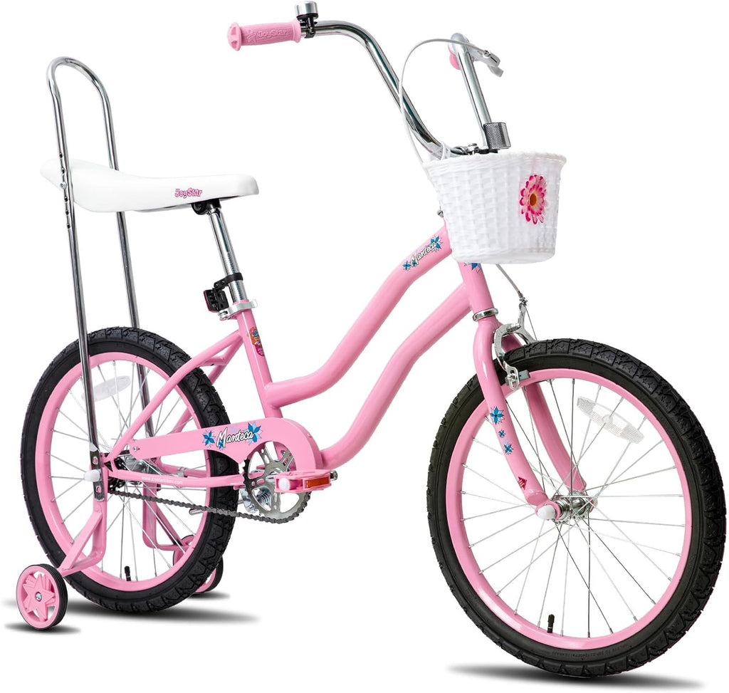 JOYSTAR Manteca 20 Inch Kids Bike with Training Wheels, Banana Seat Bike for Girls Ages 6 and Up, Kids' Bicycle, Adjustable Seat & Handlebars