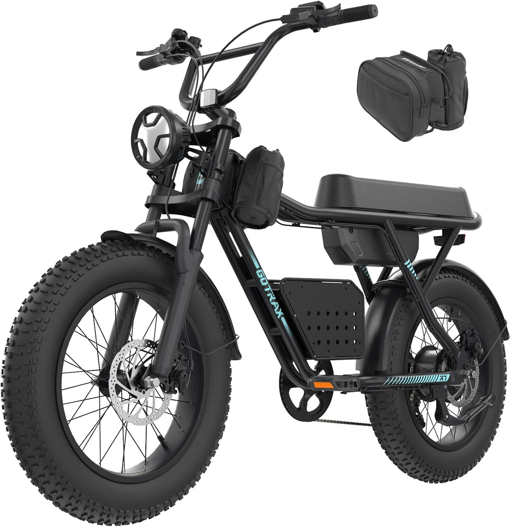 Gotrax R7 Electric Bike for Adults, 750W Motor, 25mph, Max 45-Mile Range, 20' Fat Tire, UL Certified, 48V Removable Battery, Oversized Padded Seat, Basket&Frame Bag, Easy Assembly for City&All-Terrain