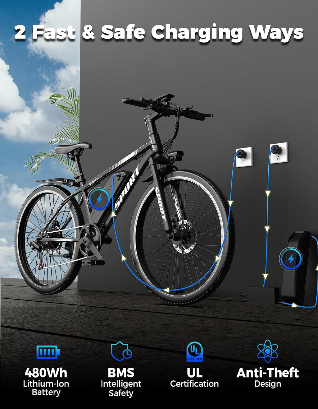 Misodo Electric Bike for Adults, 1500W Peak Mountain Ebike with 28 MPH, 65 Miles Range, 7 Speeds, 48V 10Ah Removable Battery 26' Ebike for Commute