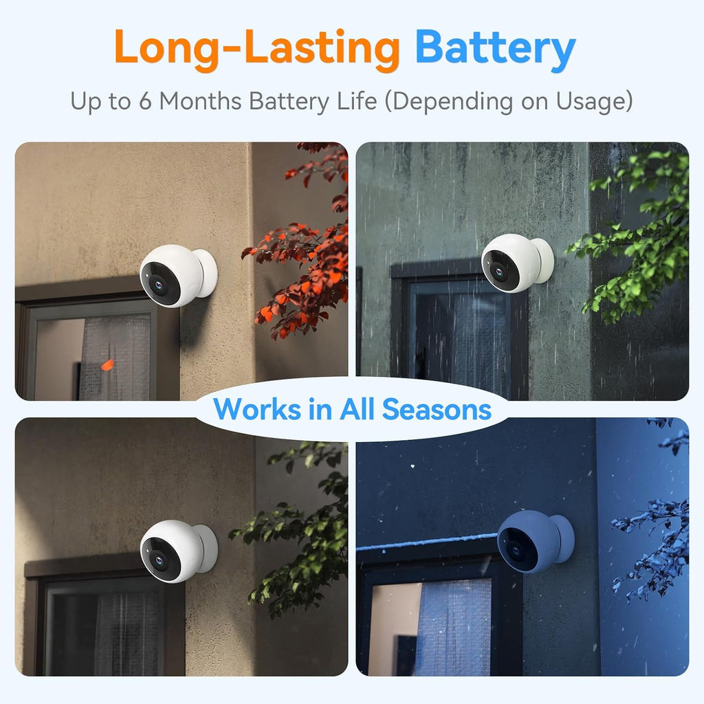 Thybro Magnetic Security Camera Wireless - 4Pack AI Motion Detection, 2K HD Video, Battery Powered, Ease of Setup, 2-Way Audio,IR Color Night Vision, Waterproof, Outdoor & Indoor Surveillance