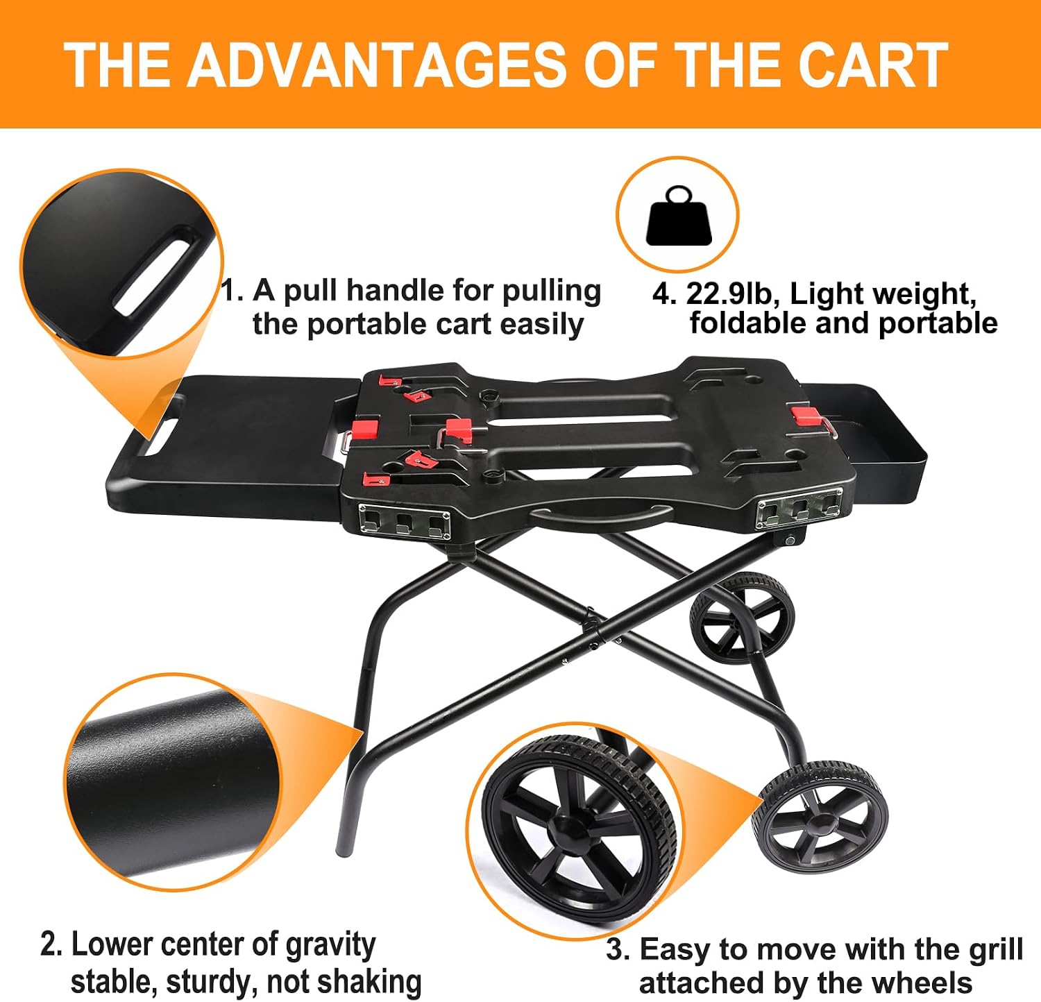 Hisencn Grill Stand for Weber Q1200, Q1000, Q2200, Q2400 Portable Grill Cart for Blackstone 17'& 22' Table Top Griddles, Outdoor BBQ Stand for Weber Q Series Gas Grills, for Travel and Camping