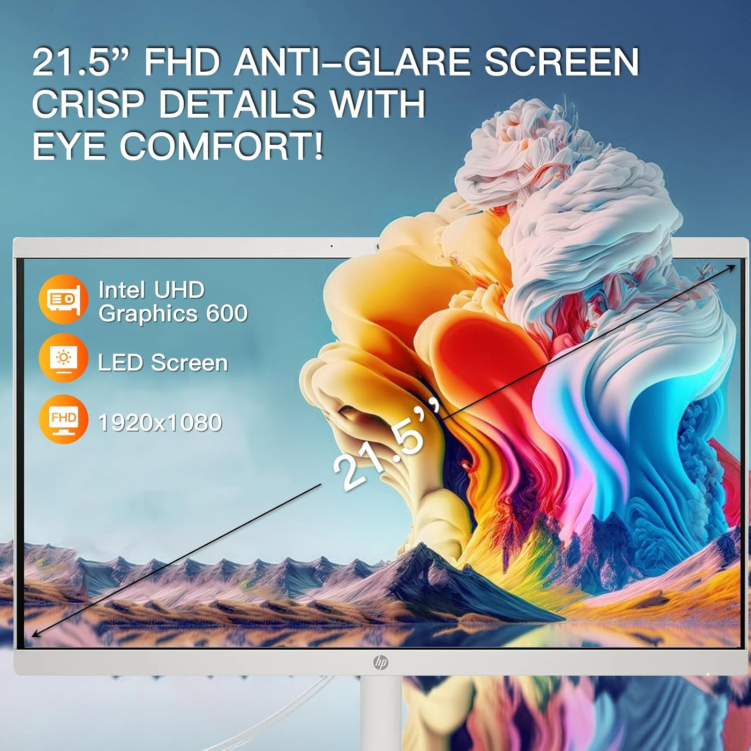 HP 21.5-inch All-in-One Desktop Computer - Office Lifetime & Win 11 Pro | FHD Anti-Glare Display | Intel Celeron | HDMI | WiFi6 | Webcam | w/Bundle Accessories | 32GB RAM + 1TB SSD