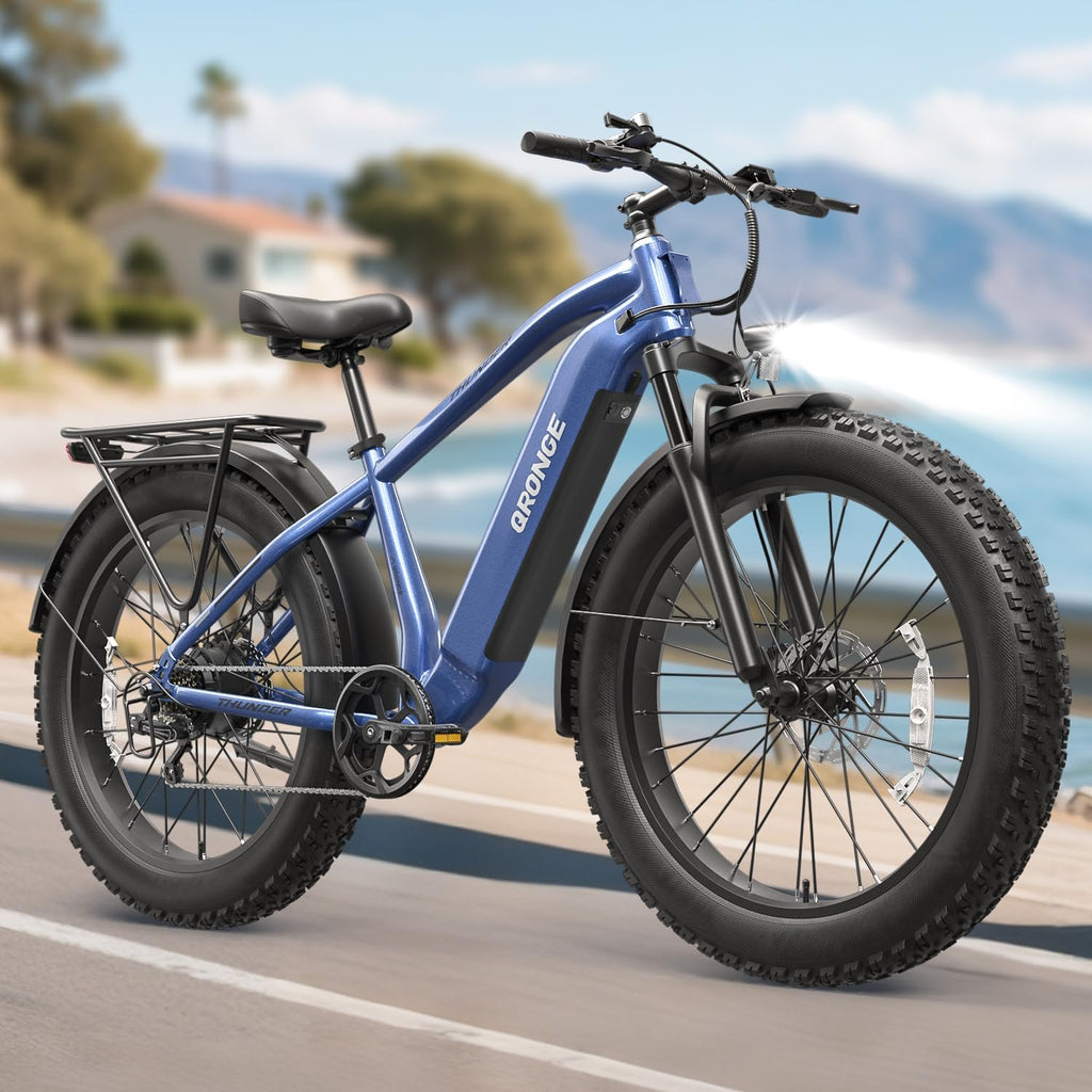 QRONGE Electric Bike for Adults 1800W Peak, Adult Electric Bicycles, 26' Fat Tire Ebike, 28MPH(PAS Mode) Electric Mountain E Bike, Up to 70 Miles, 7 Speed